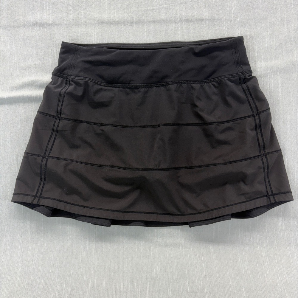Lululemon Pace Rival Skirt Women 4 Tall Black Tiered Running Tennis Skort